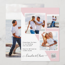 Invitación de Boda con Código QR de Foto ROSADO Ru