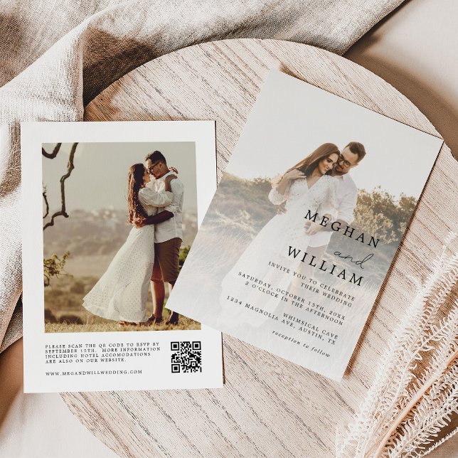 Invitación de boda con código QR de foto rústica (Subido por el creador)