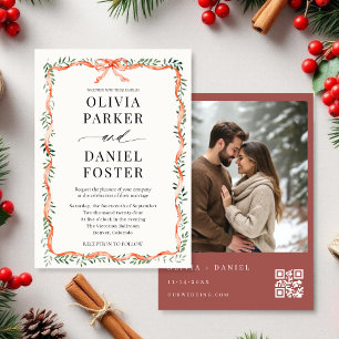 Invitación de boda con código QR de invierno con f