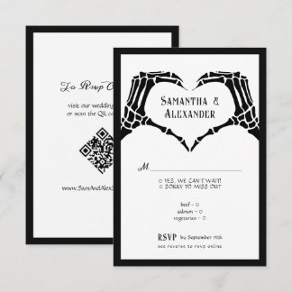 Invitación de boda con código QR de manos de esque