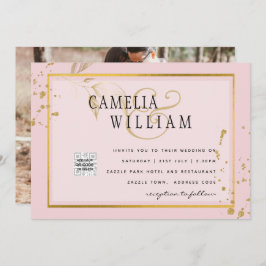 Invitación de boda con código QR de respuesta mode