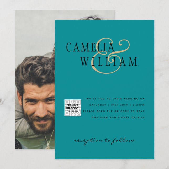 Invitación de Boda con Código QR de Respuesta SeaG (Anverso / Reverso)