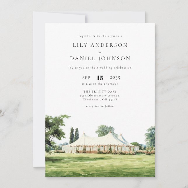 Invitación de Boda con Código QR de Tipi Marquee d (Anverso)