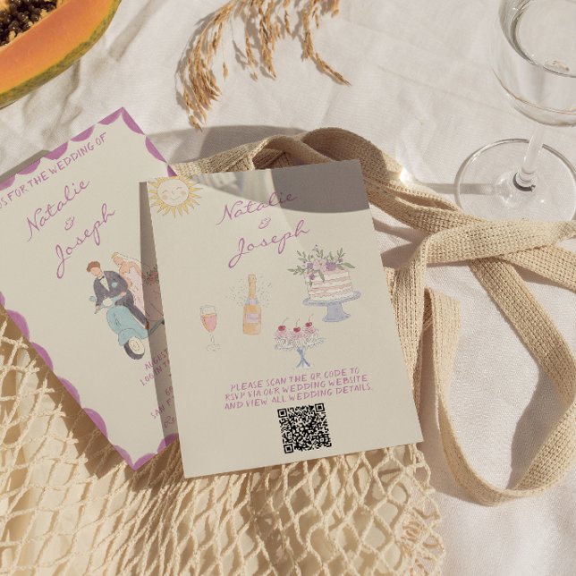 Invitación de boda con código QR dibujado a mano a (Subido por el creador)