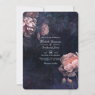 Invitación de boda con código QR floral de Peonía