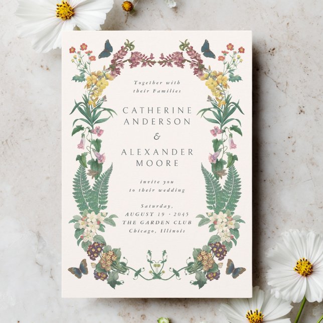 Invitación de boda con código QR floral ornamentad (Subido por el creador)