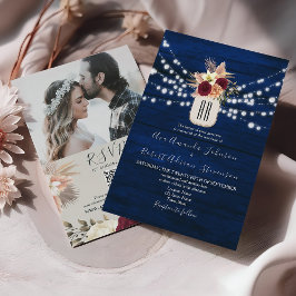 Invitación de boda con código QR floral rústico