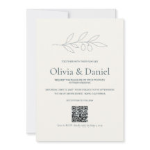 Invitación de boda con código QR Minimalista Rama 