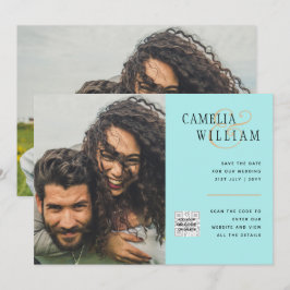 Invitación de boda con código QR para guardar fech