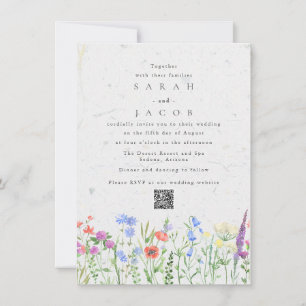 Invitación de boda con código QR para jardín boho 