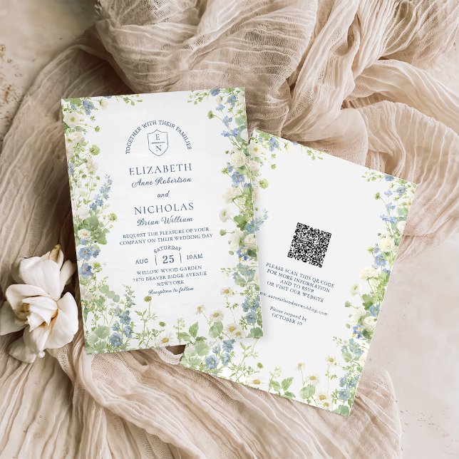 Invitación de boda con código QR para jardín de fl (Subido por el creador)