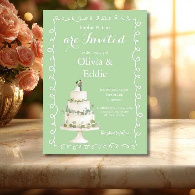 Invitación de boda con código QR para pastel de bo (Subido por el creador)