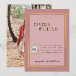 Invitación de boda con código QR para RSVP con fot