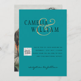 Invitación de Boda con Código QR RSVP Vidrio de Ma