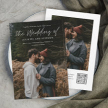 Invitación de boda con código QR simple de letra m