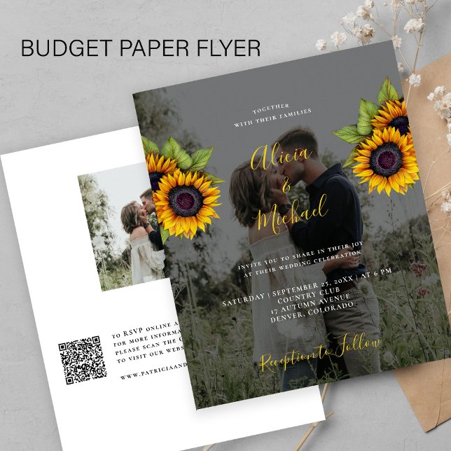Invitación de boda con código QR y foto en folleto (Subido por el creador)