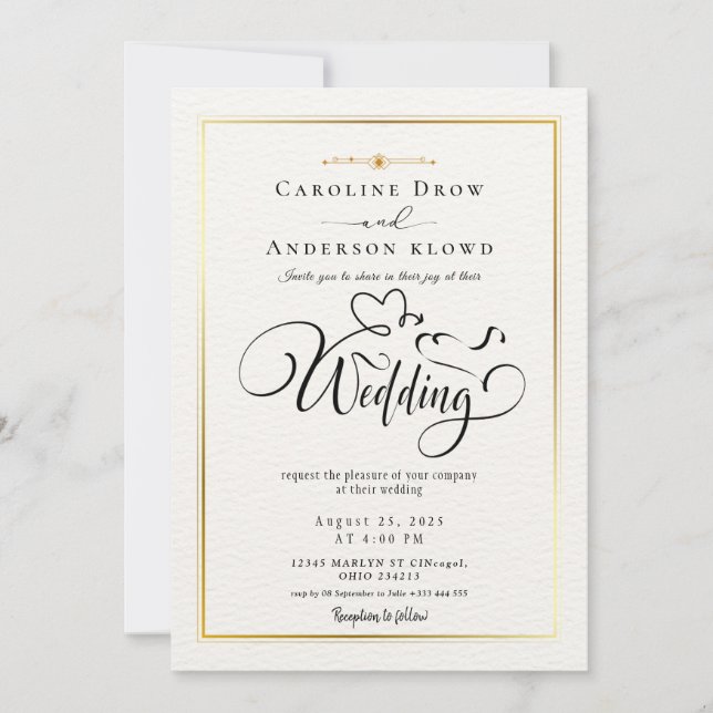 Invitación de boda con código QR y video (Anverso)