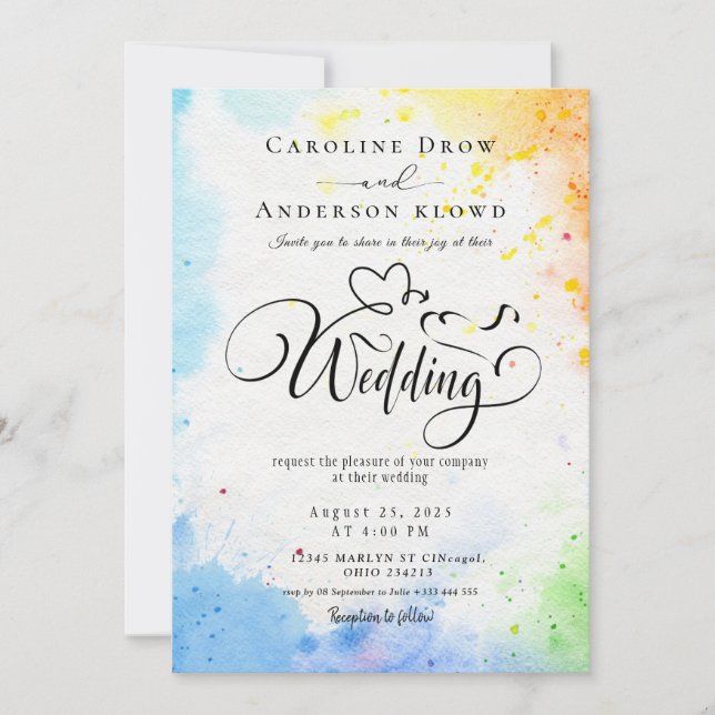 Invitación de boda con código QR y video (Anverso)