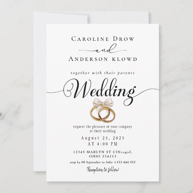 Invitación de boda con código QR y video (Anverso)