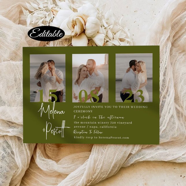 Invitación de boda con collage de fotos botánicas  (Subido por el creador)