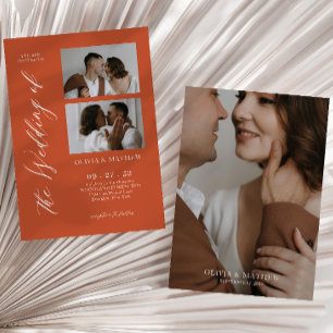 Invitación de boda con collage de fotos de secuenc