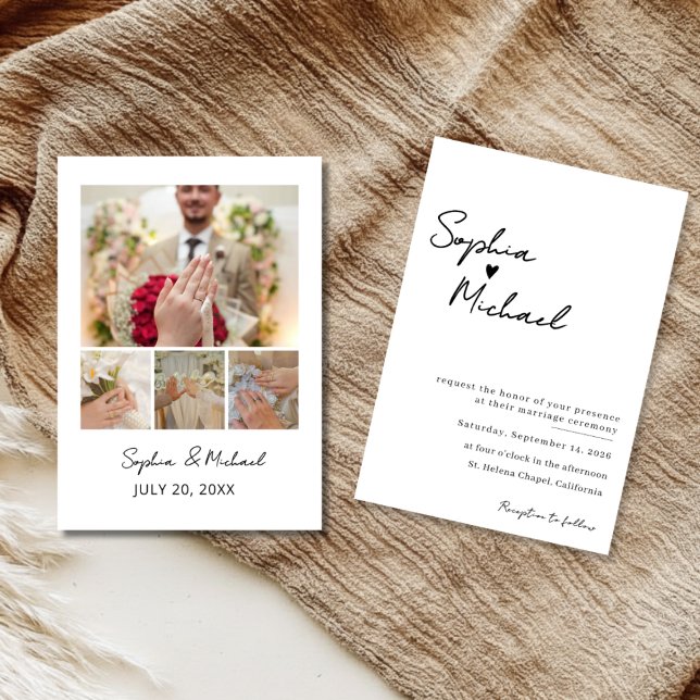 Invitación de boda con collage de fotos minimalist (Subido por el creador)