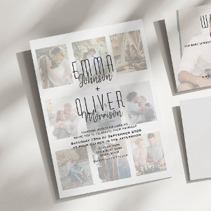 Invitación de Boda con Collage de Fotos Moderno