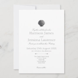 Invitación de boda con concha marina al acuarela c