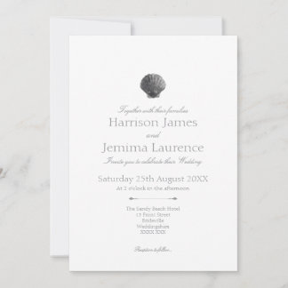 Invitación de boda con concha marina al acuarela c