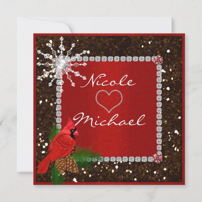 Invitación de boda con COPO DE NIEVE DE CRISTAL (Anverso)