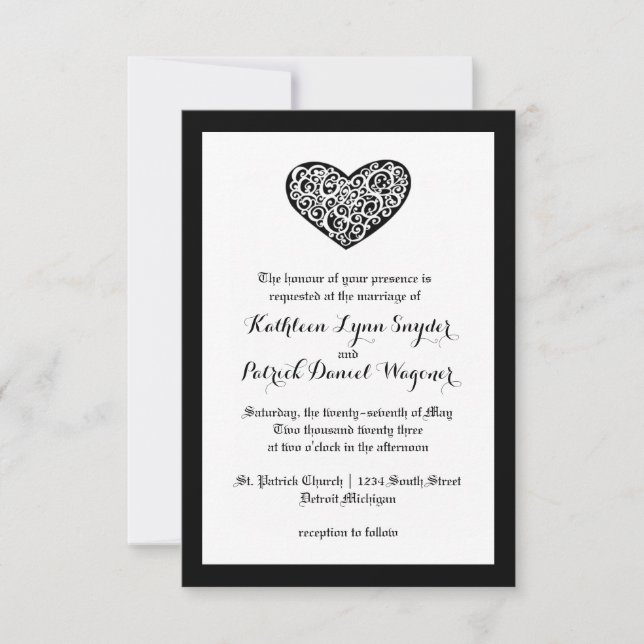 Invitación de Boda con Corazón Giratorio - 3x5 (Anverso)