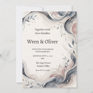 Invitación de boda con corona botánica escocesa   