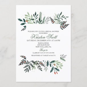Invitación de boda con corona de acuarela de invie