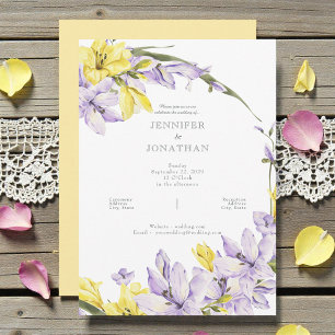 Invitación de boda con corona de fresias de primav