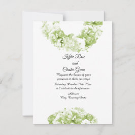 Invitación de boda con corona verde monocroma