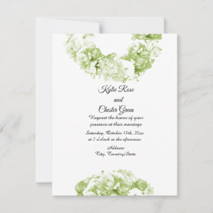 Invitación de boda con corona verde monocroma