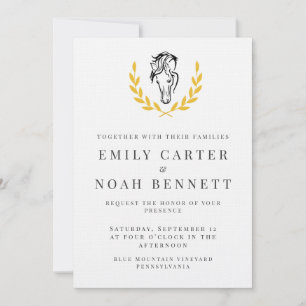 Invitación de boda con cresta de caballo elegante