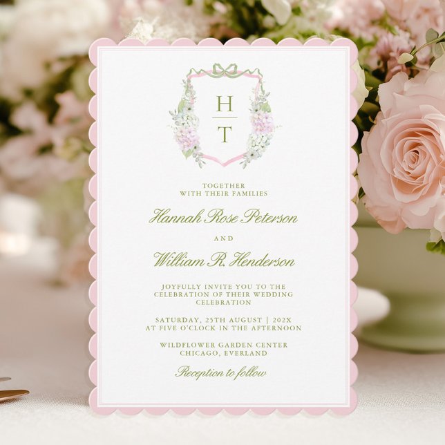 Invitación de boda con cresta de hortensia escalop (Subido por el creador)