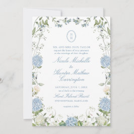 Invitación de boda con cresta de monograma de Hort
