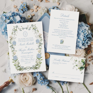 Invitación de Boda con Cresta de Monograma de Hort