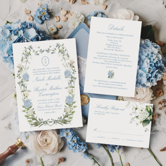 Invitación de Boda con Cresta de Monograma de Hort