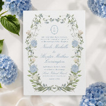 Invitación de Boda con Cresta de Monograma de Hort
