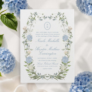 Invitación de Boda con Cresta de Monograma de Hort