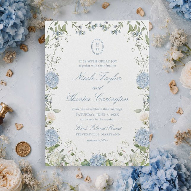 Invitación de boda con cresta de monograma de Hort (Subido por el creador)
