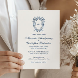 Invitación de boda con cresta monograma de estilo
