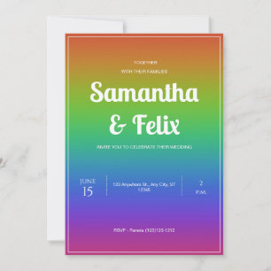 Invitación de boda con degradado de tono de arcoír