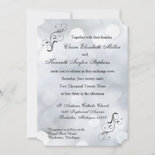 Invitación de boda con destellos de nieve luminoso