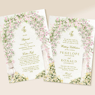 invitación de boda con detalles de jardín floral t