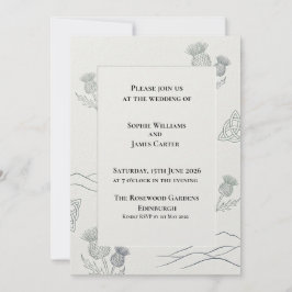 Invitación de boda con dibujo de eucalipto gris az
