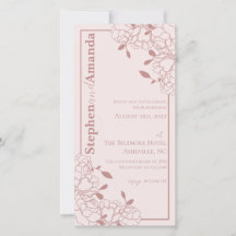 Invitación de boda con dibujo de línea floral Rosa